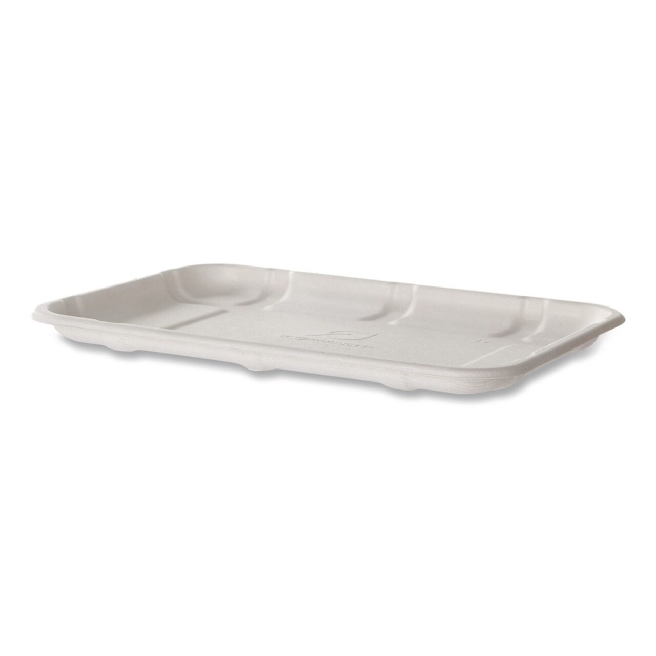 Eco-Products 8.5 in. x 6.2 in. x 0.5 in. Sugarcane Fiber Meat and Produce Food Trays - White (400/Carton)